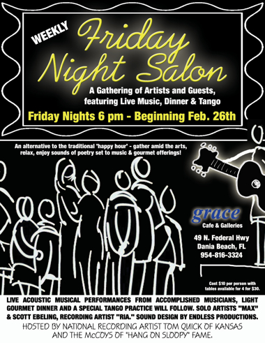 Grace Cafe Galleries in Dania Beach event with national recording artist Tom Quick